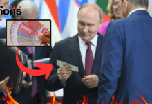 Russian President Vladimir Putin showcasing BRICS Currency Note