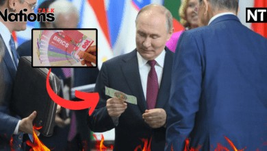 Russian President Vladimir Putin showcasing BRICS Currency Note